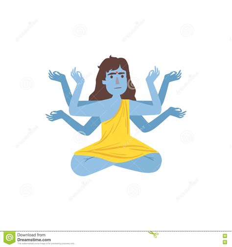 Blue Skinned Kali Goddess With Many Arms Stock Vector