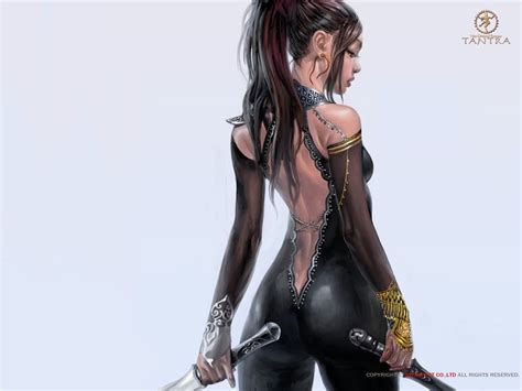 Wallpaper Drawing Women Anime Black Hair Sword Lady Costume