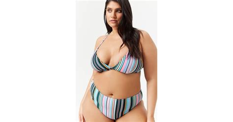 forever 21 variegated striped bikini riley keough solid and striped bikini popsugar fashion