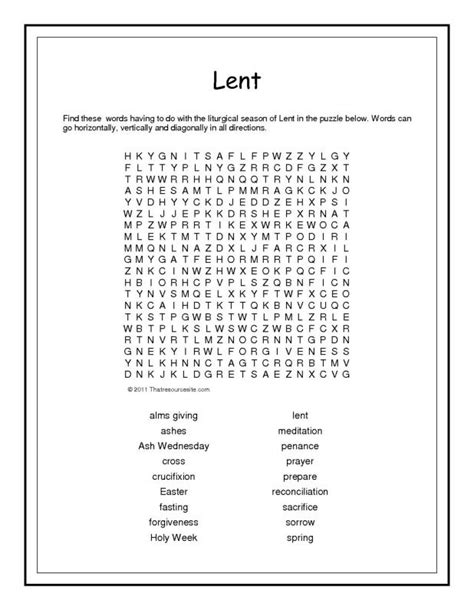 printable lent worksheets
