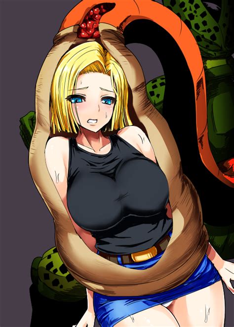 android 18 cell and semi perfect cell dragon ball and dragon ball z drawn by ishimiso