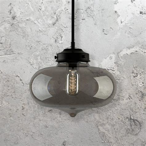 Industrial Smoked Glass Pendant Light Cl 27924 E2 Contract Lighting