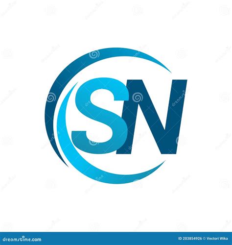 initial letter sn logotype company  blue circle  swoosh design vector logo  business