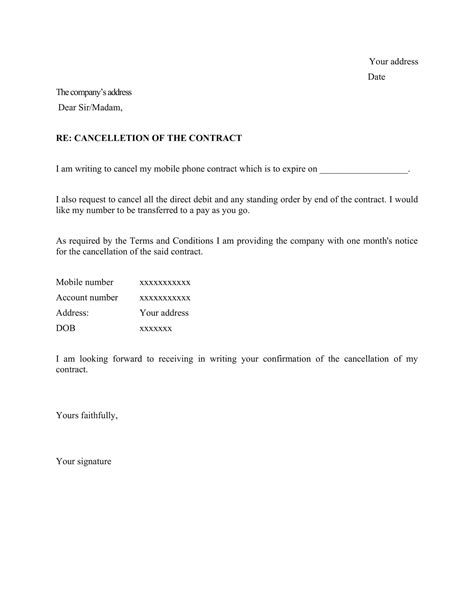 printable cancellation letter template effortlessly  contracts