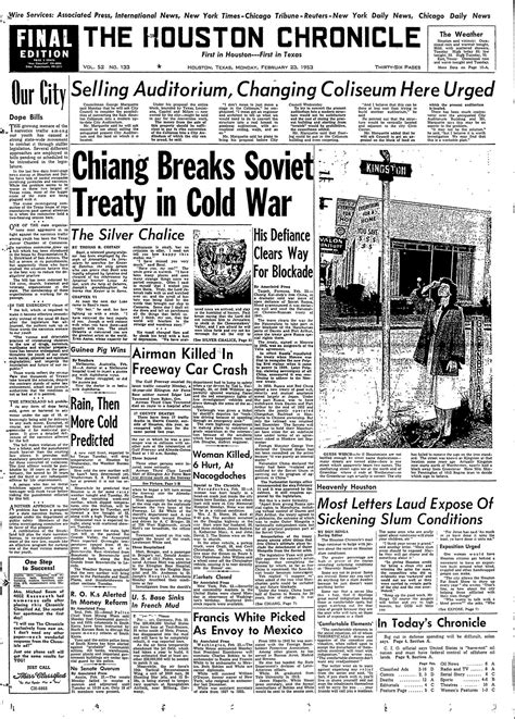 houston chronicle page one feb 23 1953