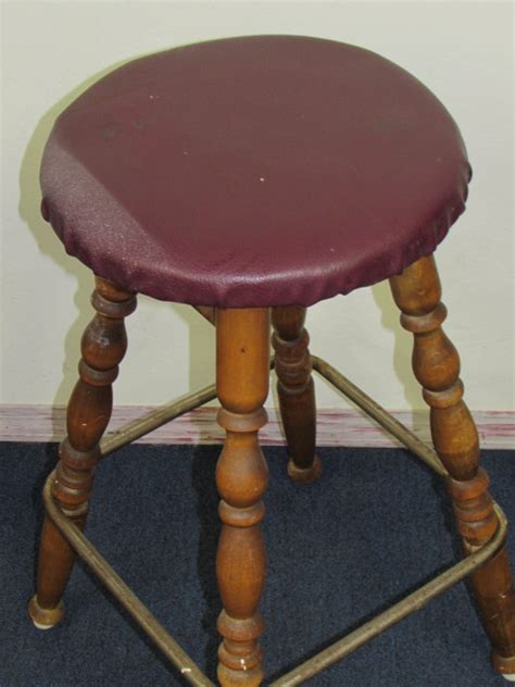 lot detail cute bar stool with turned legs and metal foot rest