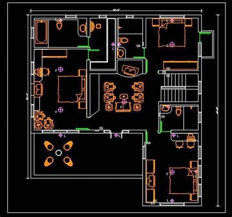 autocad house plan  dwg drawing   autocad architectural floor plans