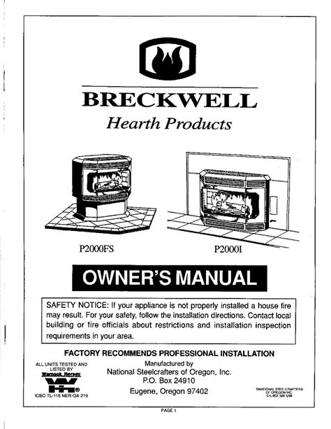 breckwell pfs pellet stove owners manual manualslib