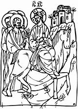 Sunday Palm Coloring Jerusalem Orthodox Church Drawing Christ Entrance Easter Colouring Oca Line sketch template