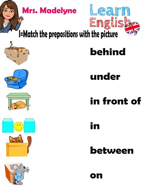 match  prepositions worksheet