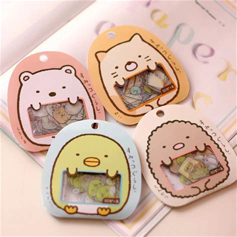 pcslot bag diy cute cartoon kawaii pvc stickers lovely cat bear sticker  diary