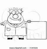 Scientist Chubby Male Sign Happy Clipart Cartoon Thoman Cory Outlined Coloring Vector 2021 sketch template