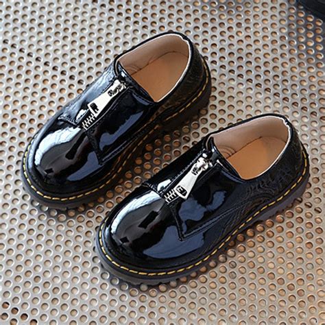 black patent pu kids boys leather shoes  british casual children school shoes unisex