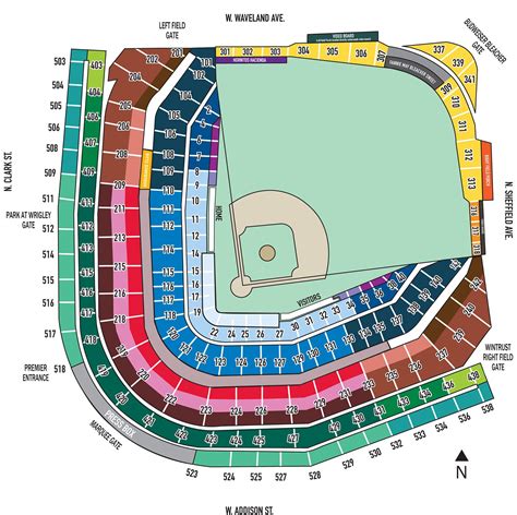 fresh wrigley field seating chart  seat numbers seating chart