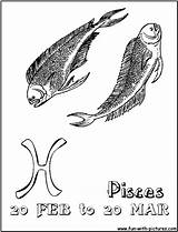 Coloring Zodiac Pages Pisces Horoscopes sketch template