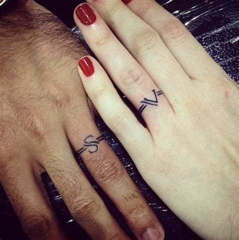 Couples Ring Tattoos Wedding Ring Finger Tattoos Married Couple