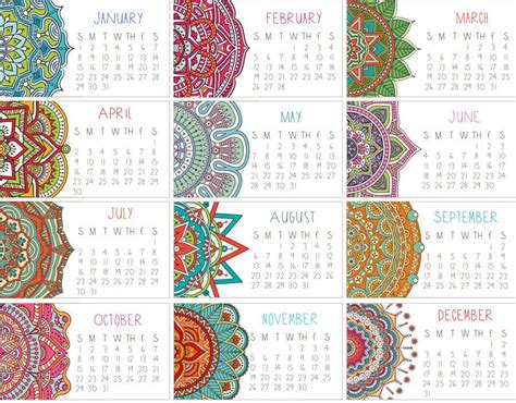 calendar set   mandala mini calendar business planner bullet journal calendar