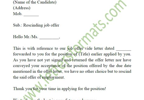 recommendation info  rescinded job offer letter sample profile