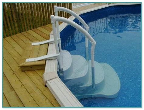 ground pool steps attached  deck    ground pool