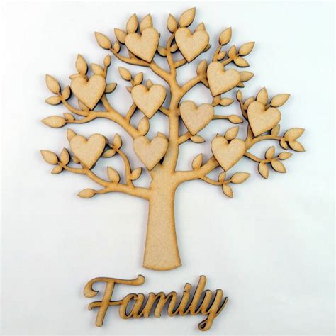 family tree set mdf laser cut wooden craft blankshape