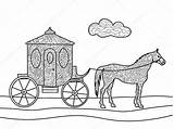 Carrozza Colorear Caballo Cavallo Carruagem Cavalo Libro Transporte Stampare Vettore Alexanderpokusay Vectorial Vettoriali sketch template