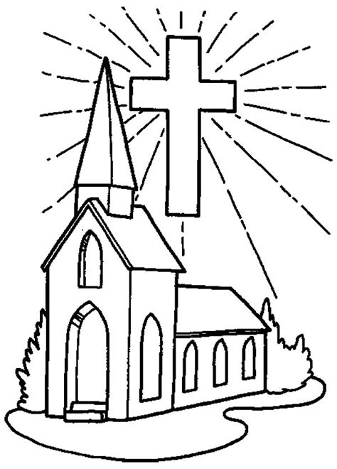 church  shining cross coloring pages  place  color