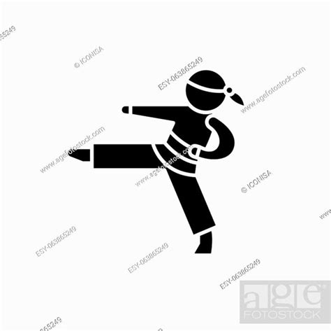 karate black icon concept vector sign  isolated background stock