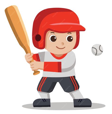premium vector  cute boy hitting ball  wooden bat