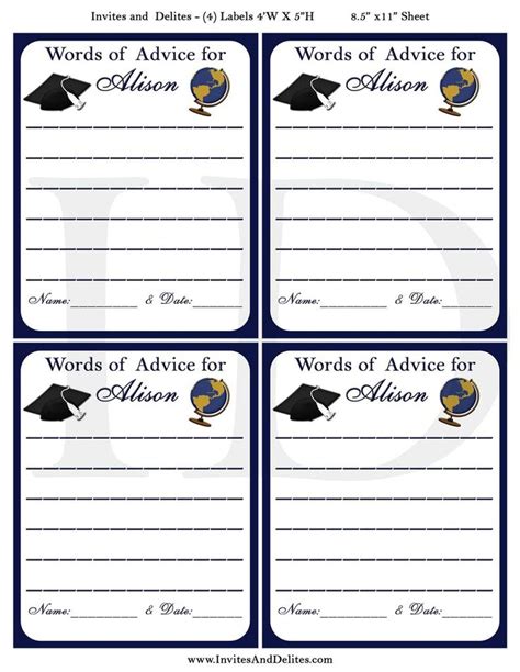 printable graduation advice cards printable templates
