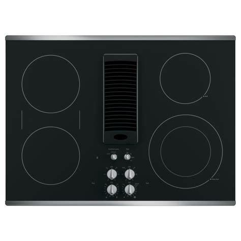 shop ge profile smooth surface electric cooktop  downdraft exhaust stainless steel common