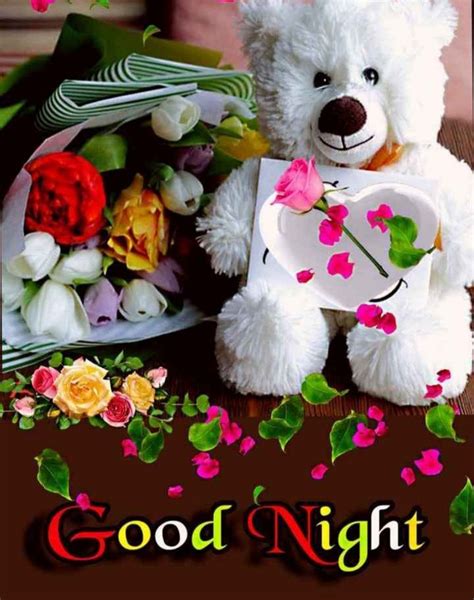 good night teddy bear  flowers