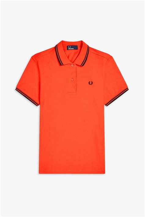 Fred Perry Twin Tipped Girls Polo Shirt Fiery Red