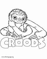 Croods Coloring Pages Belt Sloth Drawing Colouring Dinokids Color Guy Drawings Movie Printable Print Awesome Character Cartoon Adult Kids Sheets sketch template