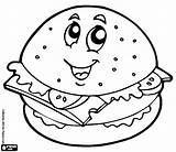 Hamburger Coloring Food Printable Smiling Disegni Immagini Cibo Gif Di sketch template