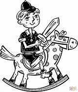 Boy Coloring Horse Rocking Little Playing His Pages Clipart Clipartbest Drawing sketch template