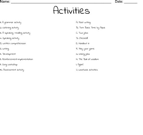 activities worksheet wordmint