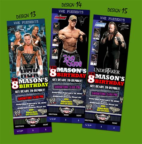 wwe wrestling ticket birthday party invitation cena raw ebay