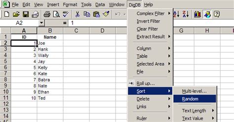 random sort select excel tips and add ins
