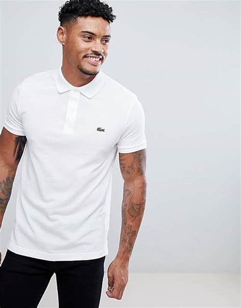 Lacoste Slim Fit Pique Polo In White Asos