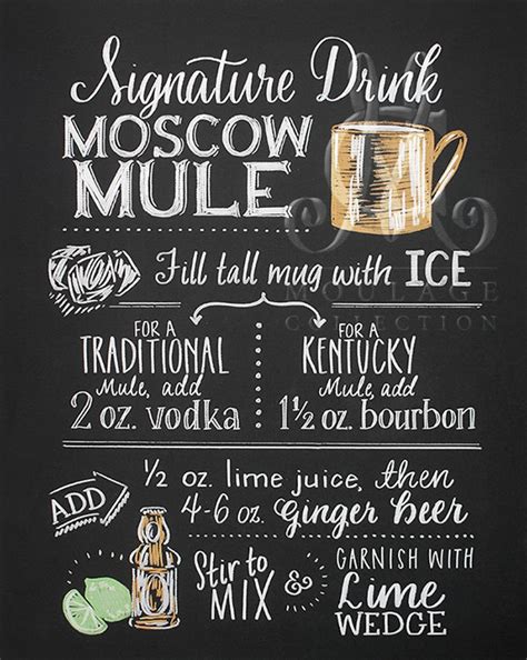 moscow mule signature drink printable kentucky bourbon  etsy