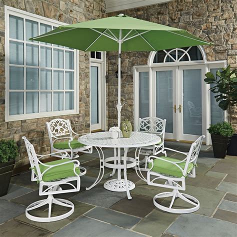 biscayne white   pc outdoor dining table  arm chairs