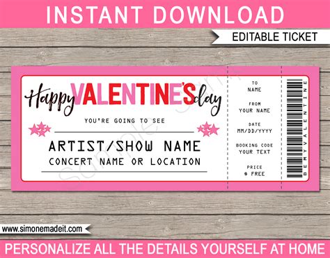 concert ticket template  printable collection