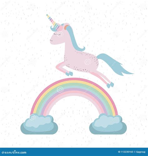 colorful background  unicorn jumping   rainbow stock vector