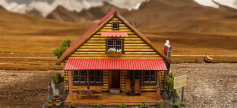 ho scale log cabin photo real miniature model building kit track sets ebay