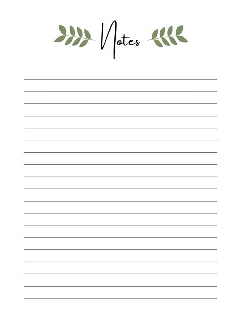 notes page printable printable page  notes lined note paper lined