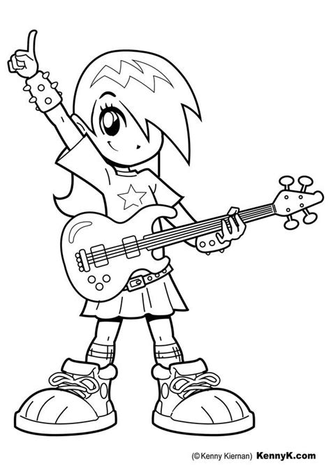coloring page girl  guitar  printable coloring pages img