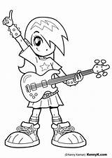 Coloring Guitar Pages Girl Popular sketch template