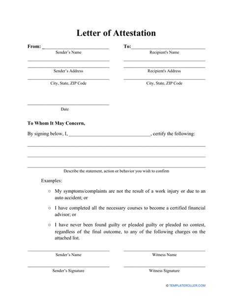 attestation letter sample  fill  sign printable template