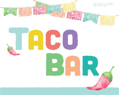 taco bar printable sign instant  fiesta graduation etsy
