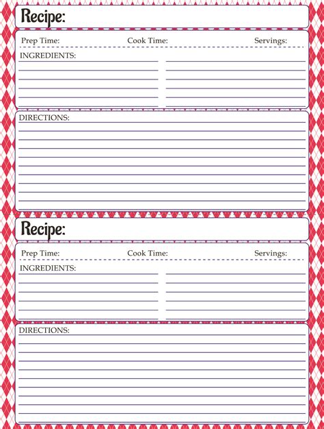 recipe book templates printable